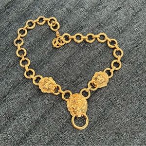 Kenneth Jay Lane KJL lion doorknocker necklace